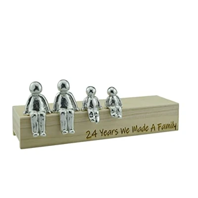 Image of 24th Anniversary Idea 24 Years We Made A Family Metal Ornament Choose Your Combination Box &amp; Woodgrain May Vary(2 Children)
