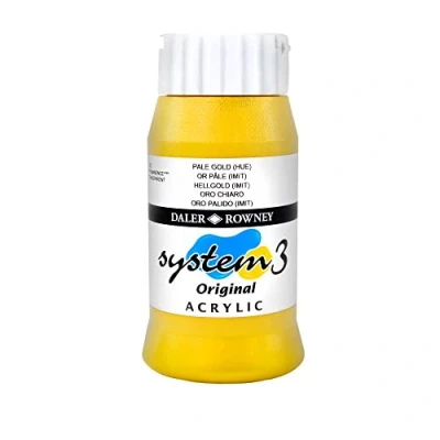 Image of Daler Rowney System3 Acrylic Paint, Plastic Pot, 16.91oz 500 ml, Pale Gold Imitation
