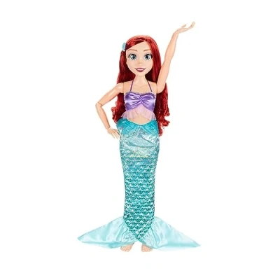 Image of Disney Princess Ariel Doll Playdate by Jakks Pacific 32&quot;/81 cm Tall and Poseable; My Size Articulated in Greene Dress; Comes with Brush to Comb Her Long flowing Hair