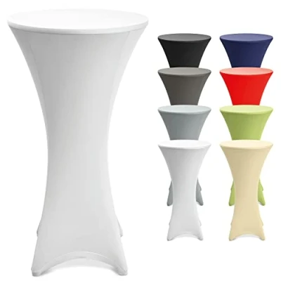 Image of Beautissu Stretch Cover Stella Spandex Poseur Table Cocktail Tablecloth Ø 80 85 cm Event Decoration White