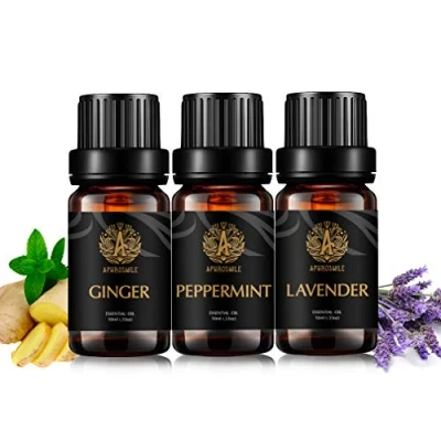 Image of Aromatherapy Ginger Essential Oil Set for Diffuser, 3X10ml 100% Pure Lavender Kit Humidifier Lavender, Ginger, Peppermint Oils Set,