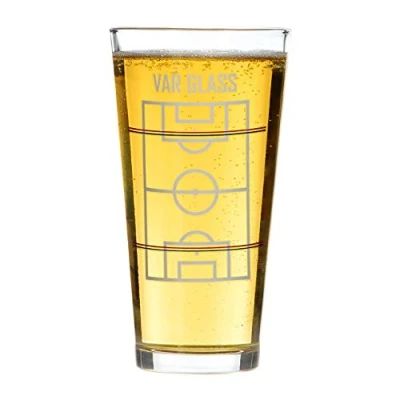 Image of CKB LTD VAR Beer Lager Pint Glass and Drinking Game Football Themed Party Skill Novelty Gift Set Single 570ml