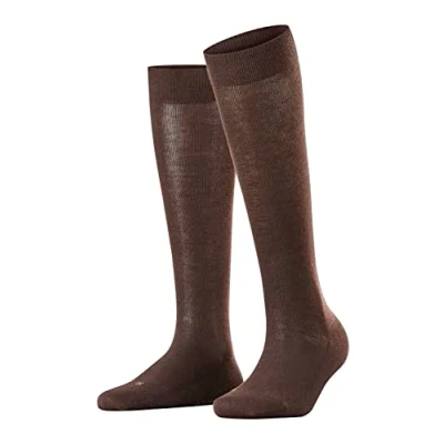 Image of 1 Pair Dark Brown Sensitive London Left and Right Comfort Cuff Cotton Knee High Socks Ladies 5.5 8 Falke