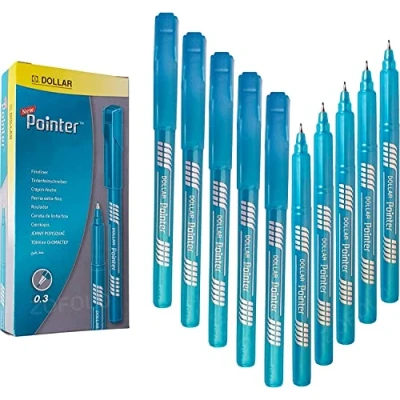 Image of DOLLAR Fineliner Pens, TURQUOISE, 0.3mm Ultra Fine Felt Tip, Pack of 10, Precise Writing, Write Draw Sketch Colour Mark Line Pens