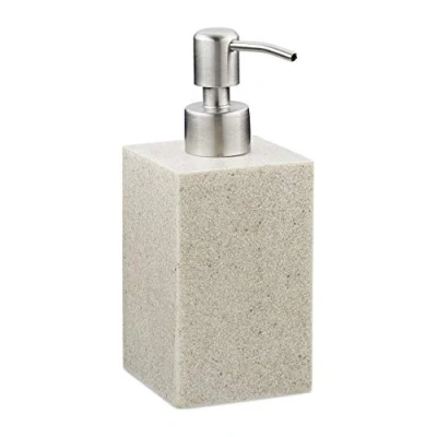 Image of Relaxdays Soap Dispenser, Resin Stainless Steel, Beige, 17.5 x 7 8 cm