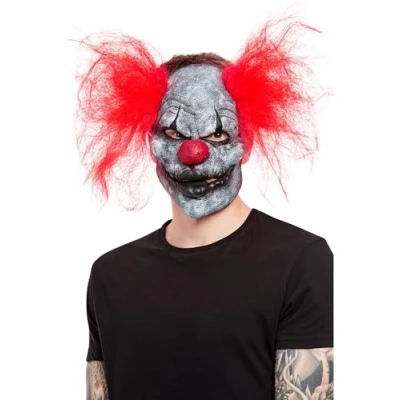 Image of Smiffys Dark Clown Mask, Latex with Hair, Halloween Fancy Dress Accessory, Up Masks