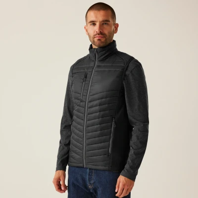 Image of Regatta Professional Men&#039;s Lightweight Navigate Hybrid Bodywarmer Black Seal Grey, Size: M