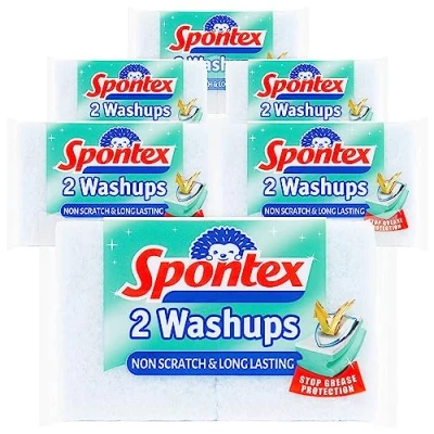 Image of Spontex Non Scratch Washups Sponge Scourers Pack of 6, Total 12