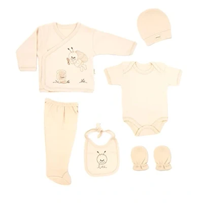 Image of Newborn Baby Gift Set 100% Natural Cotton First Equipment Unisex Clothing for Babies 0 4 Months (Bee)