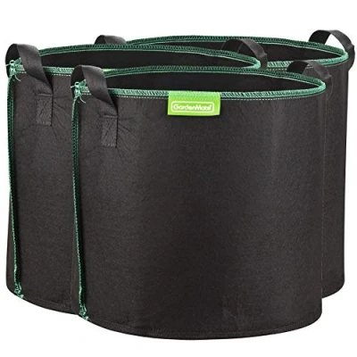 Image of GardenMate 3 Pack 30 litres/8 gallons soft sided plant pots Grow bags with felt like texture that promote air root pruning GREENLINE