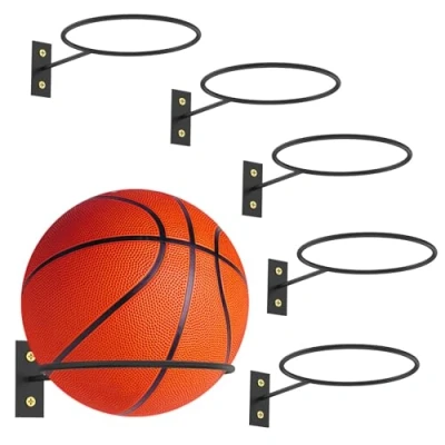 Image of 6Pcs Wall Ball Rack Mounted Football Stand Iron Dia13.5cm Storage Holder Space Saving Basketball Display Shelf for Volleyball Soccer