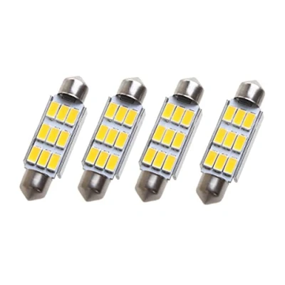 Image of 4pcs Car Warm White 42MM CANBUS 5630 9 LED SMD Festoon Dome Interior Number Bulb 12V