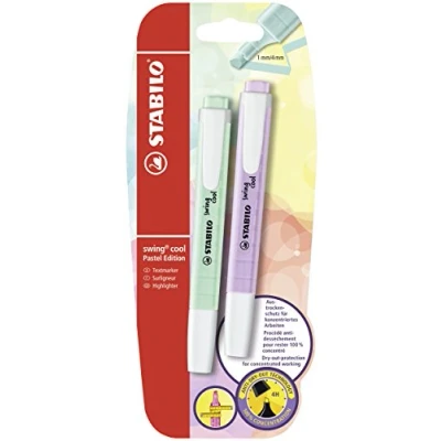 Image of Highlighter STABILO swing cool Pastel Pack of 2 Hint Mint/Lilac Haze