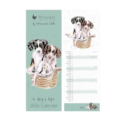 Image of Wrendale Designs A Dog&#039;s Life&#039; Slim Calendar 2026