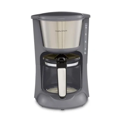 Image of Morphy Richards Equip Filter Coffee Machine, Pour Over Technology,10 Cup Capacity, Fast Brew, Anti Drip, Easy Clean Reusable Filter, Keep Warm, Aroma Blender, Grey and Stainless Steel,162505