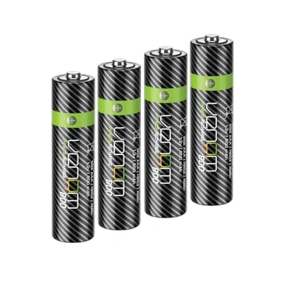 Image of Venom Rechargeable AAA Batteries 800mAh 1.2V NiMH (4 Pack), Black