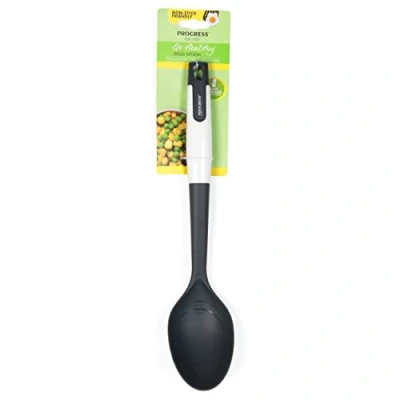 Image of Progress BW09882TE Go Healthy Nylon Solid Spoon, Non Stick Pan Friendly, Hanging Hook for Storage, Ergonomic Handle, Ideal Serving and Cooking Food