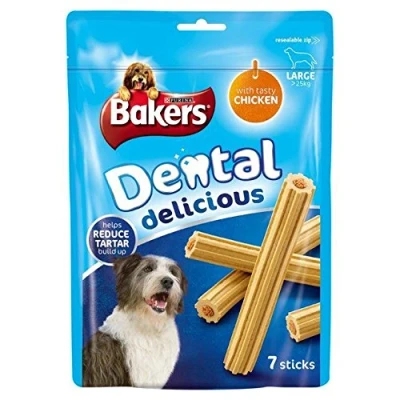 Image of Bakers Dental Delicious Large Dog Treats Chicken 7 per pack (PACK OF 2)