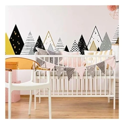 Image of Ambiance Stickers Scandinavian Chapka Mountains Wall Decals, DIY Home Decor, Peel and Stick Removable Stickers, Waterproof Self Adhesive Art H65 x L240 CM