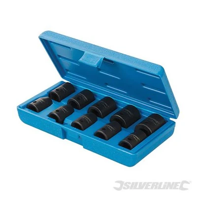 Image of Silverline Impact Socket Set 1/2&quot; Drive 6pt Metric 10pce 10 22mm