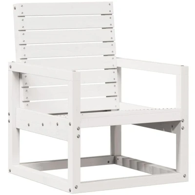 Image of vidaXL Garden Chair White 57.5x63x76 cm Solid Wood Pine