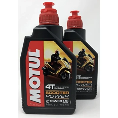 Image of Motul Oil 4 Stroke Bike Scooter Power 4T 10 W 30 MB, 2 Liter (2 x 1 Lt)