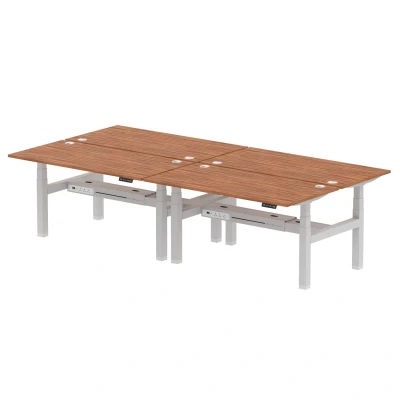 Image of Air B2B 1600x800mm Height Adjustable 4P Bench Desk CP Walnut/Silver