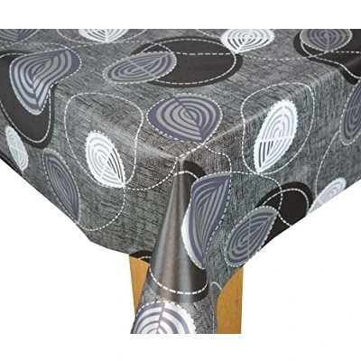 Image of Karina Home Detroit Charcoal PVC Wipe Clean Tablecloth 137cm x 200cm