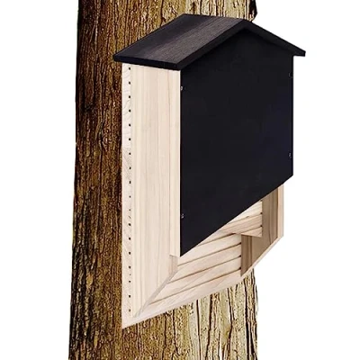 Image of tongfeng Wooden Bat House,Wooden Boxes Outside Habitat House Decor, Box Shelter &amp; Nest for Hibernation in Patio