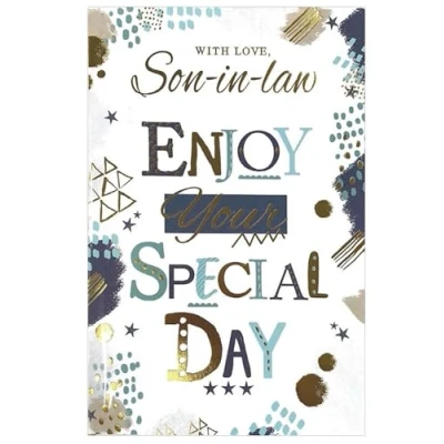 Image of Simon Elvin Son In Law Birthday Card Male Mens Scene 23cm x 15.5cm (9&quot;x6&quot;) E