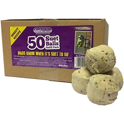 Image of Suet to Go Insect Fat Balls for Wild Birds High Energy Bird Food Small Large, 50 Pack 85g