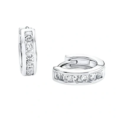 Image of s.Oliver hoop earrings 925 sterling silver girl children earrings, with cubic zirconia synth, 1,2 cm, silver, Comes in jewelry gift box, 9060498