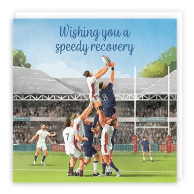 Image of Hunts England Rugby Wishing You A Speedy Recovery Card For Him Milo&#039;s Gallery Sport Get Well Feel Better Soon Fans Boys, Men, Husband, Dad, Grandad, Son
