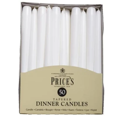 Image of Prices Pack Of 50 Dinner Candles White