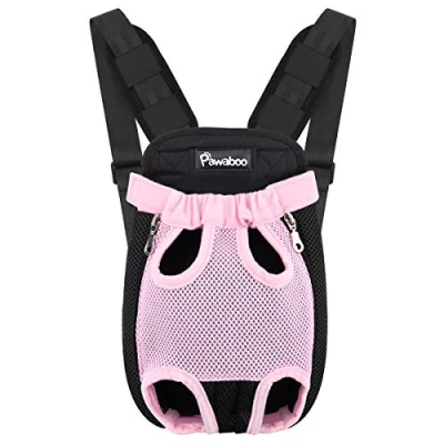 Image of Pawaboo Pet Carrier Backpack, Adjustable Front Cat Dog Backpack Travel Bag, Legs Out, Easy Fit for Traveling Hiking Camping Small Medium Dogs Cats Puppies, Extra Large, Pink