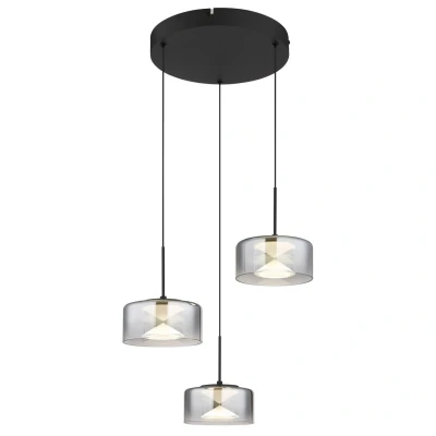 Image of Globo LED pendant light Belinda, Ø 40 cm, smoke grey, 3 bulb, glass