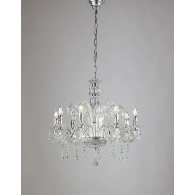 Image of 8 Light Chandeliers Chrome, Crystal 14 70x65cm