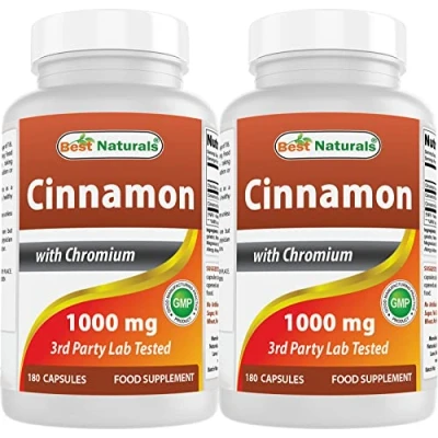 Image of Best Naturals Cinnamon 1000 mg with Chromium 200 mcg 180 Capsules (180 Count (Pack of 2))
