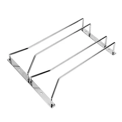 Image of Dianoo Wine Glass Rack Under Cabinet Hanging Wire Stemware Holder with Screws Chrome Finish 24cm 2 Rows