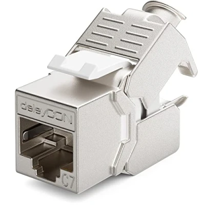 Image of deleyCON 1x CAT 7 Keystone Jack Module Optimal for CAT7 CAT6 CAT6a Installation Cable Connector Patch Network STP Shielding RJ45 Socket 1000 MHz 10 Gbit/s Insulation Terminal (LSA)