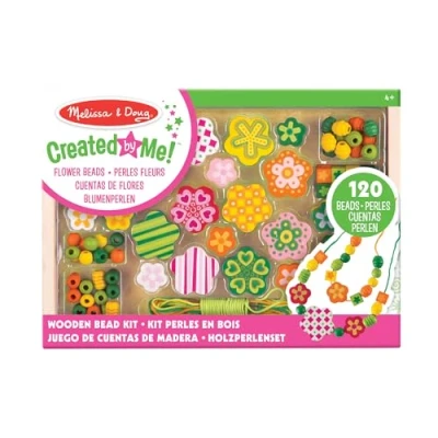 Image of Melissa &amp; Doug Flower Power Craft Bead Set Wooden Beads for Jewellery Making Kit Arts and Crafts Kids Age 5 Friendship Bracelet Girls or Boys 4 Year Old Girl Gifts