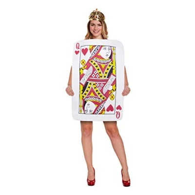 Image of Henbrandt Adult Playing Card Queen Of Hearts Costume, multi colored,