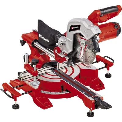 Image of Einhell 4300380 Drag, Crosscut and Miter Saw TC SM 216 (1600 W, Turntable with Quick Adjust Facility Locking Positions, Laser, L+R Supports, Spindle Lock), 49.5 cm*75.7 cm*67.7 cm