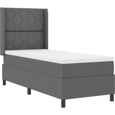 Image of vidaXL Box Spring Bed with Mattress Dark Grey 90x190 cm Fabric