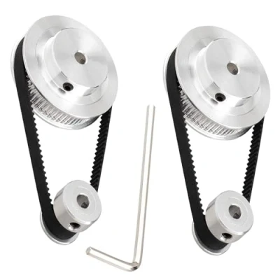 Image of TUZUK 2PCS Set GT2 Synchronous Wheel 20&amp;80 Teeth 12mm Bore Aluminum Timing Pulley with Length 250mm Width 6mm Belt (20 80T 12B 6)