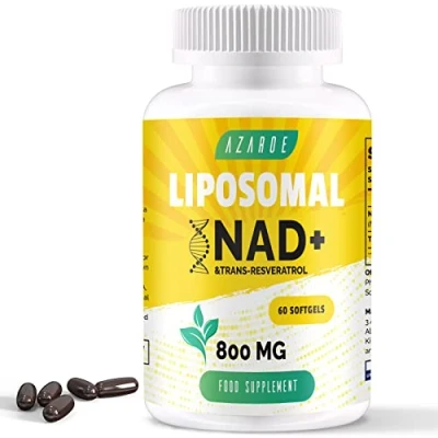 Image of Liposomal NAD+ &amp; Trans Resveratrol 800mg Softgels, High Absorption, Actual Supplement for Cellular Repair, 60 Softgels (60 Count (Pack of 1))
