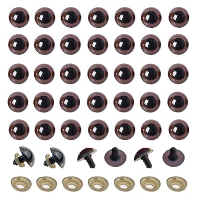 Image of 100Pcs Plastic Safety Eyes Craft with Washer for DIY Teddy Bear Puppet Stuffed Animal Doll Making Supply (Brown 18mm)