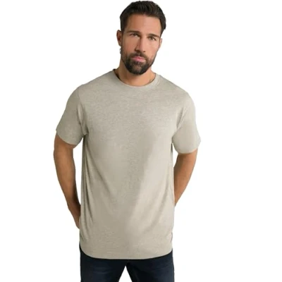 Image of JP 1880 Menswear Big &amp; Tall Plus Size L 8XL T Shirt, Basic, Round Neck, Combed Cotton, up to Pebble Gray XXXX Large 702558300 4XL