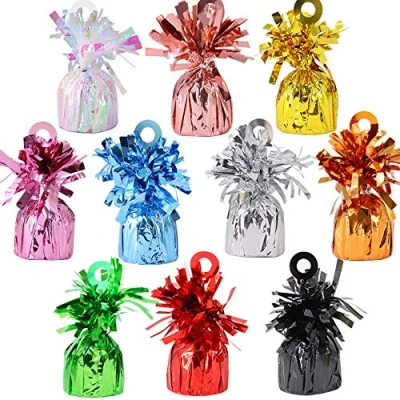 Image of 24pcs Heavy Balloon Weights Foil Tassle Cone 170g/pc Fountain Table Floor Helium Latex Weight Birthday Party Accessory, Gold