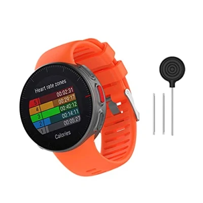 Image of Huabao Watch Strap Compatible with Polar Vantage V,Adjustable Silicone Sports Replacement Band for V Smart (Orange)